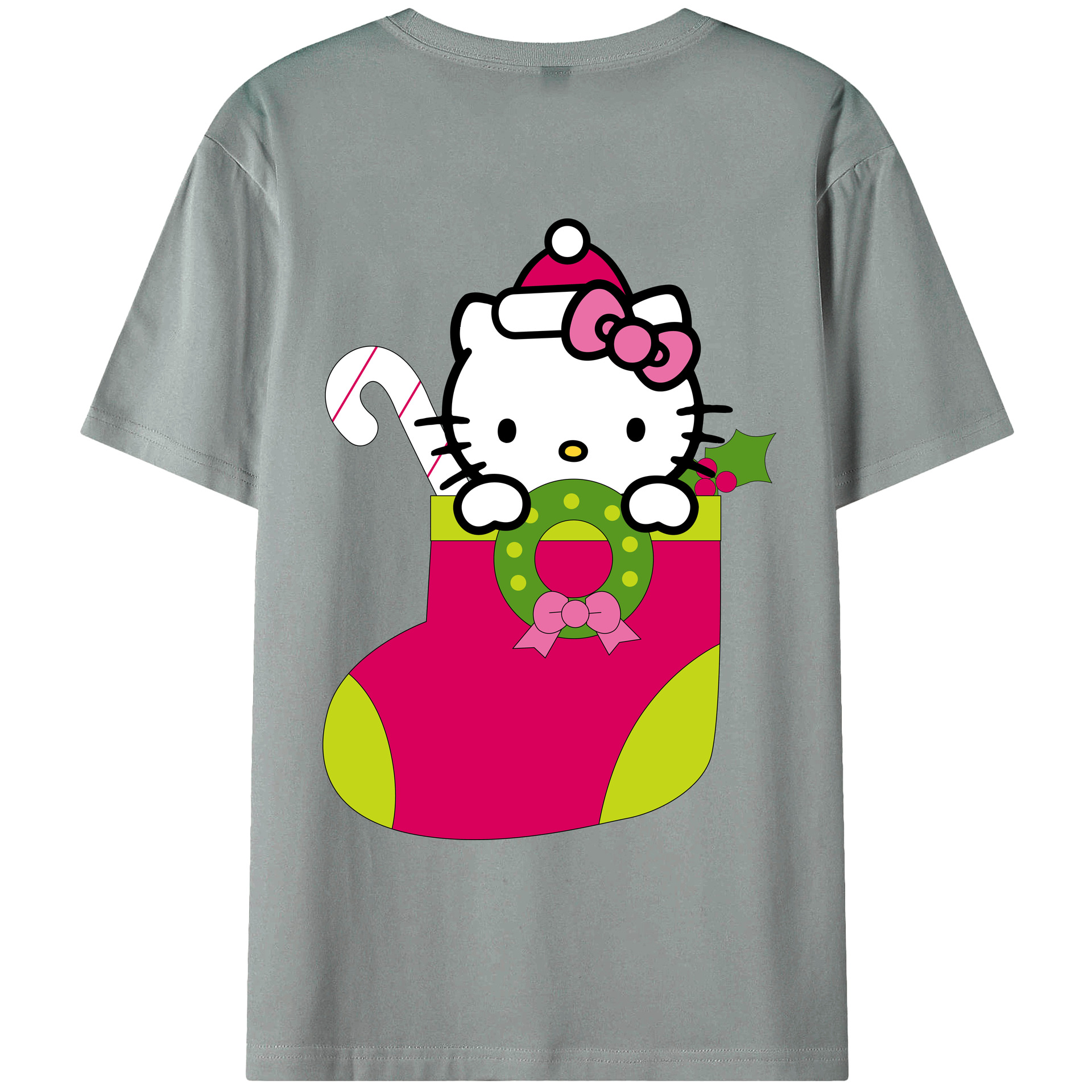 （画像用） Hello Kitty ハローキティ 綿100％ メンズ半袖Tシャツ（バックプリント） 通気性